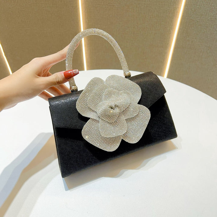 Glamorous Floral-Embellished Evening Handbag
