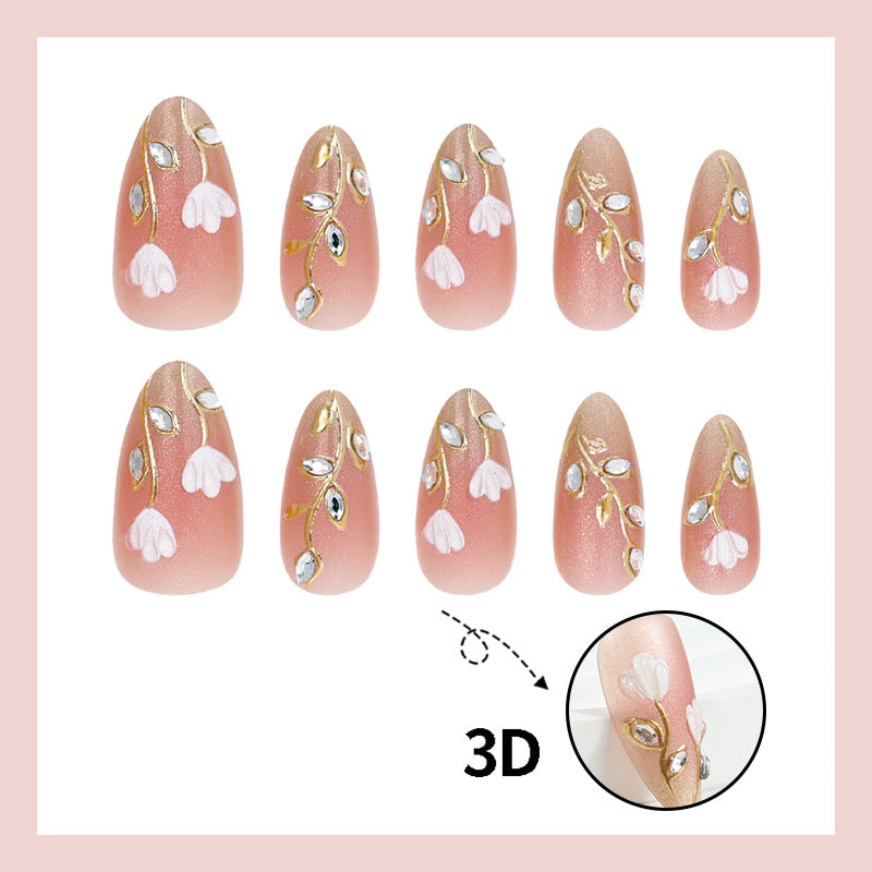 Elegant artificial nails with floral decorations Kalsten