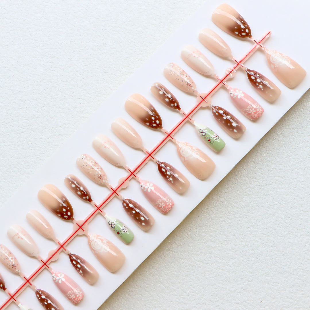 Artistic Floral Press-On Nail Collection Kalsten