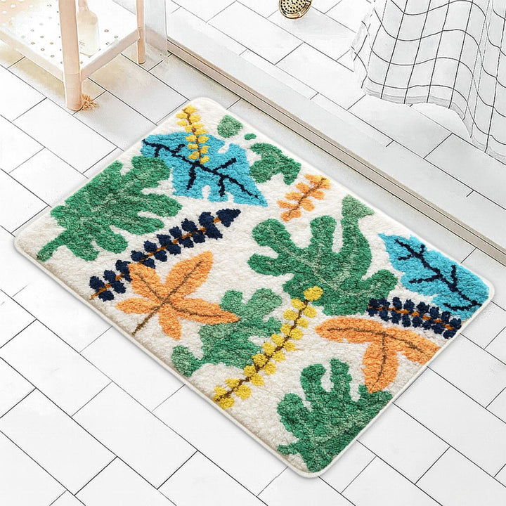 Floral-Themed Plush Bath Mat