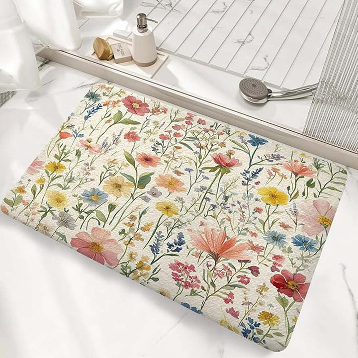 Floral Pattern Anti-Fatigue Bath Mat
