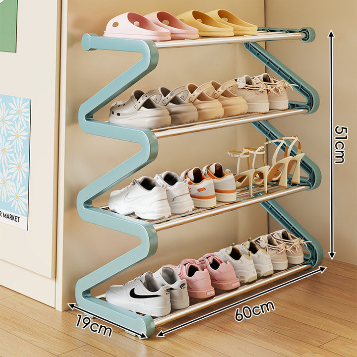 Compact Zigzag Multi-Tier Vertical Shoe Storage Rack