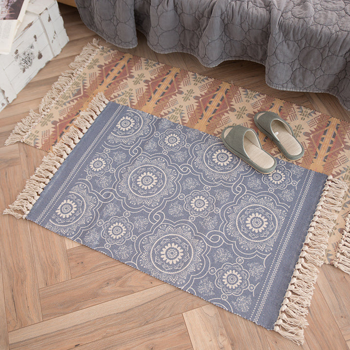 Decorative runner for dining table and console in Boho-Mandala design with fringes Kalsten