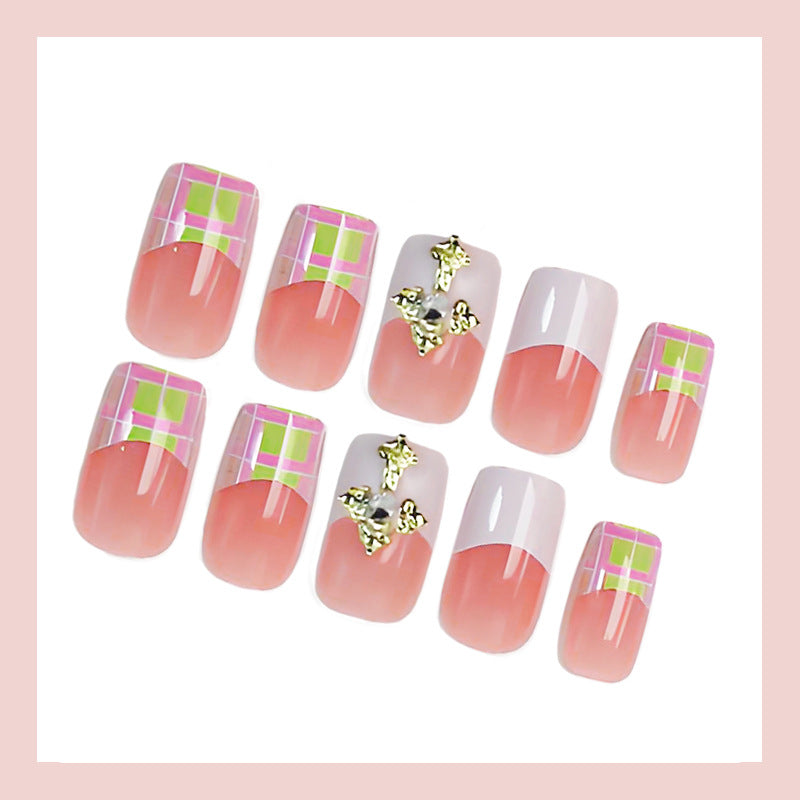 Artificial nail kit with elegant French tips and modern accents Kalsten