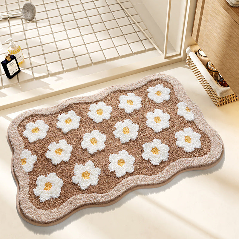 Floral Patterned Plush Bath Rug Kalsten