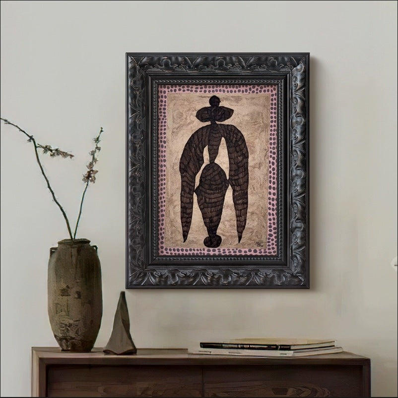 Framed Art Print with Abstract Silhouette Design