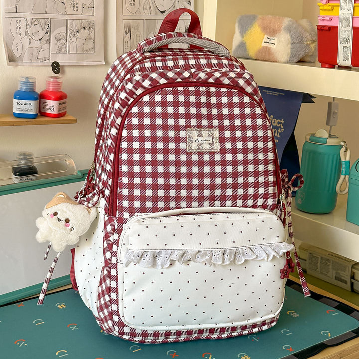 Playful Gingham Patterned School Backpack Kalsten