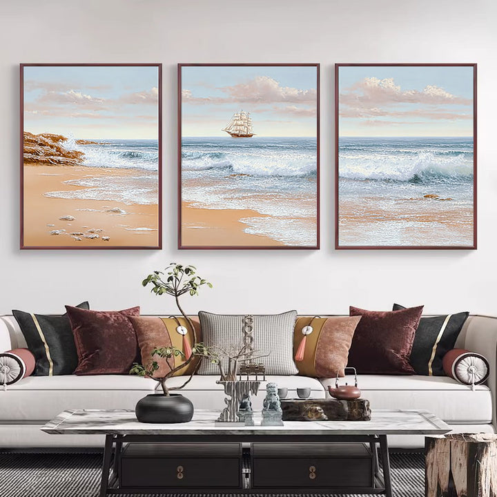 Coastal Seascape Art Triptych