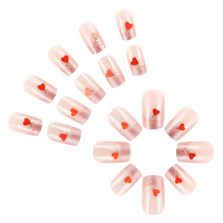 Artistic Heart-Embellished Press-On Nails Kalsten 1787542886