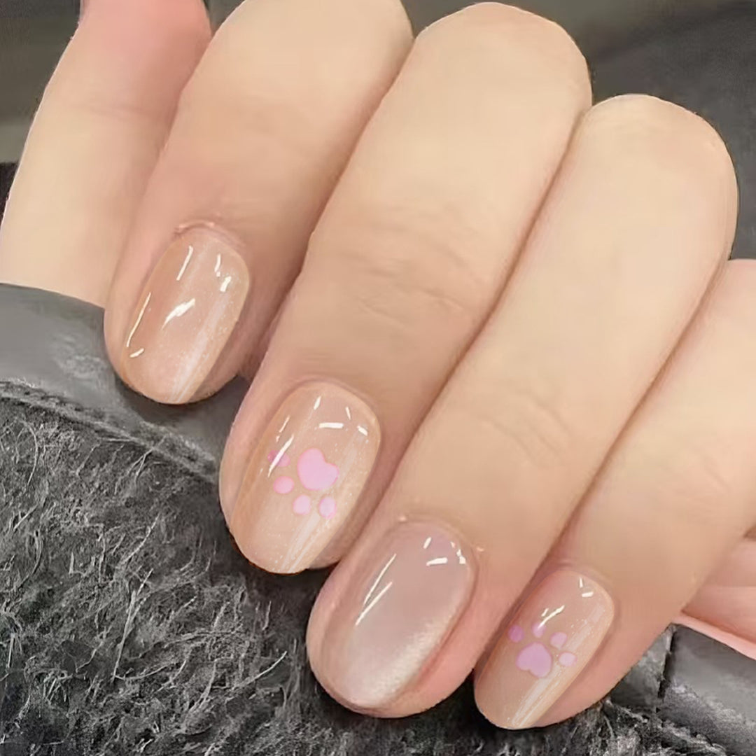 Playful Heart Paw Pattern Nail Art