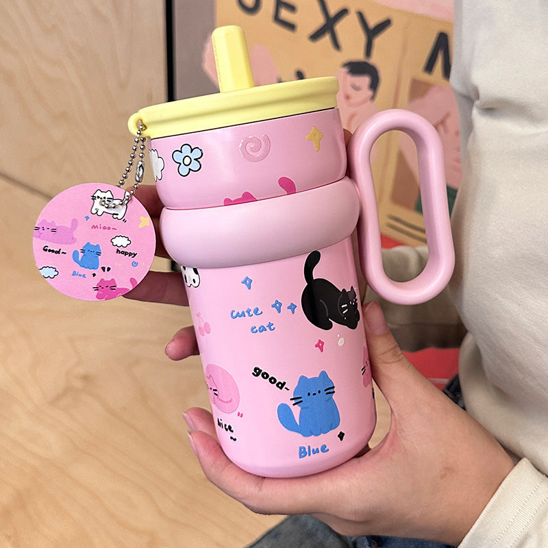 Women’s children’s drinking cup with integrated straw and playful design Kalsten