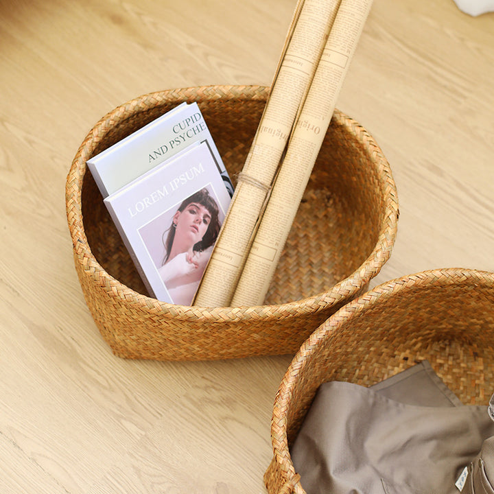 Unisex Natural Fiber Storage Basket with Wide Rim Kalsten