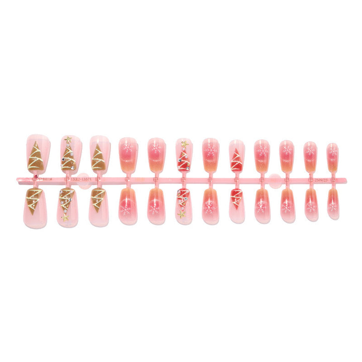 Artificial nail set with festive Christmas motifs and glitter applications Kalsten