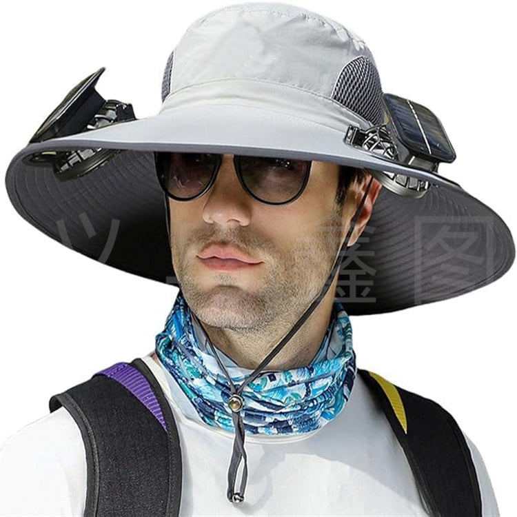 sun hat with solar-powered fan and wide brim Kalsten