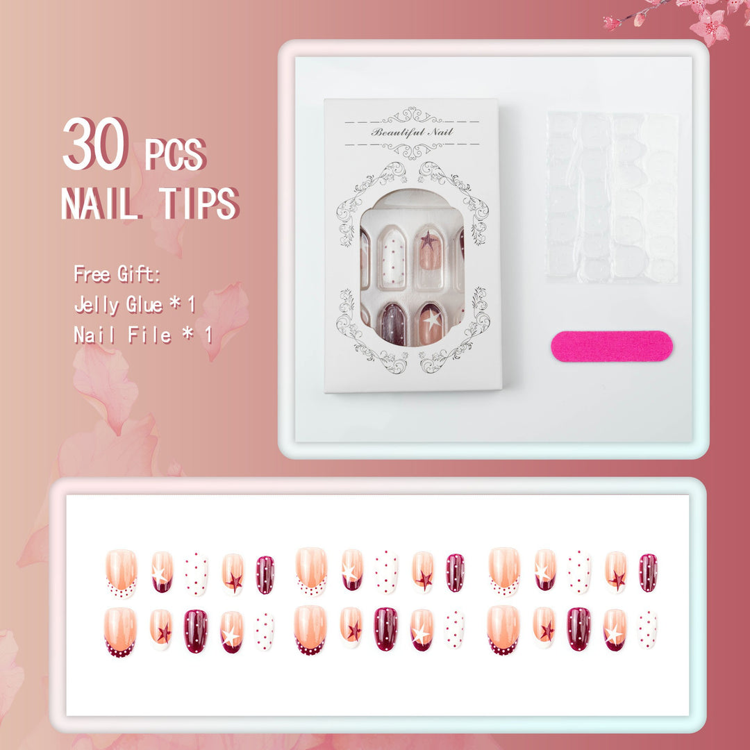 Artificial nail set with elegant star design and creative patterns Kalsten