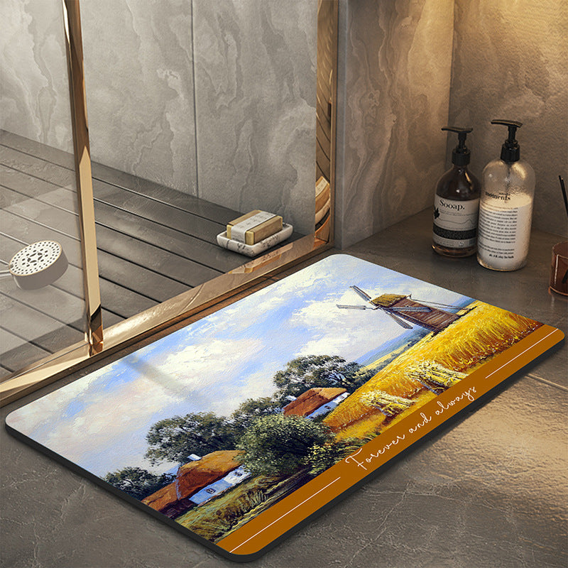 Artistic Round Bathroom Mat for Home