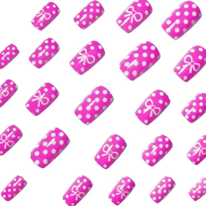 Artificial nails with romantic polka dot pattern and bow Kalsten