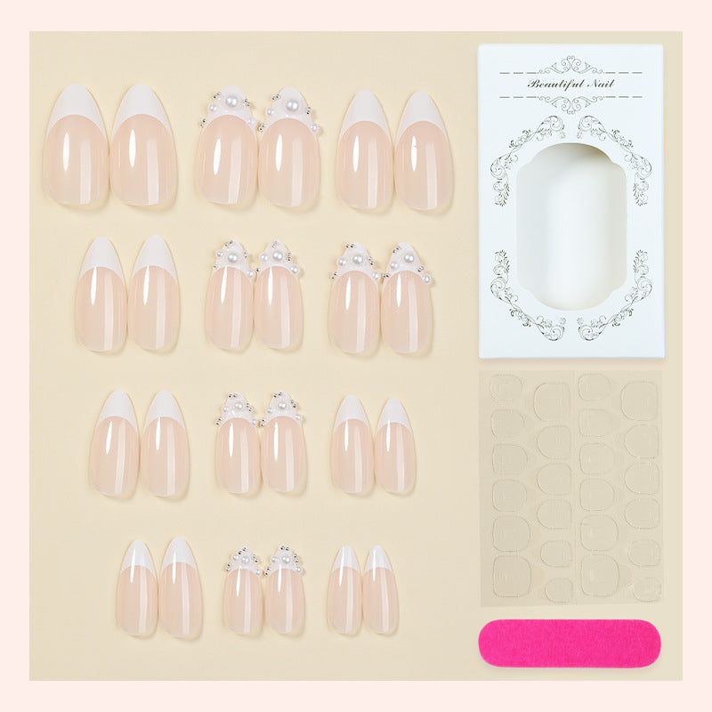 Elegant Press-On Nail Set with Pearlescent Accents Kalsten