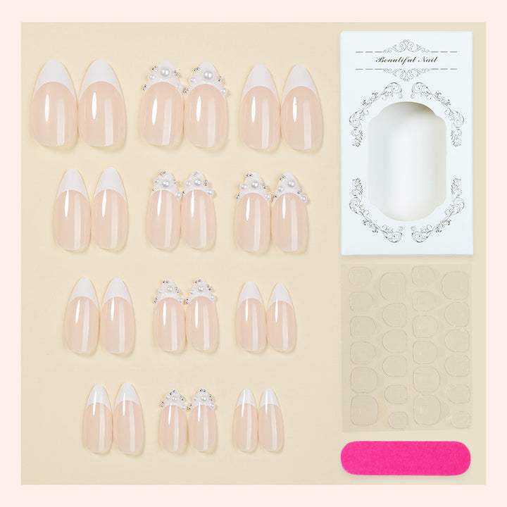 Elegant Press-On Nail Set with Pearlescent Accents Kalsten