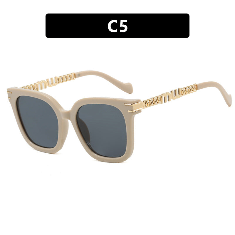 Ladies trendy square sunglasses with elegant frame and stylish gold accent Kalsten