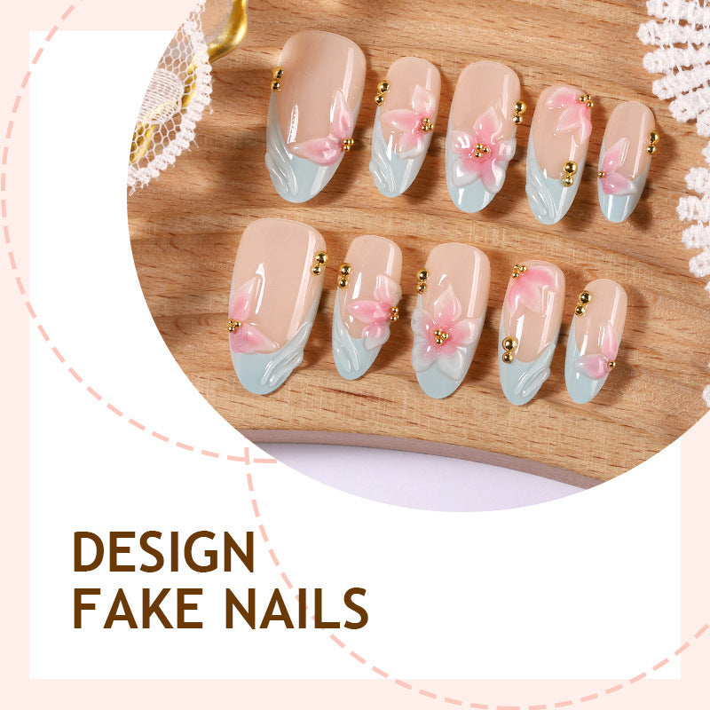 Acrylic nail set with exclusive flower and glitter accents Kalsten