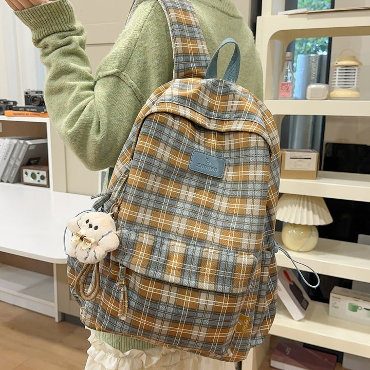 Stylish Plaid Patterned Backpack Kalsten