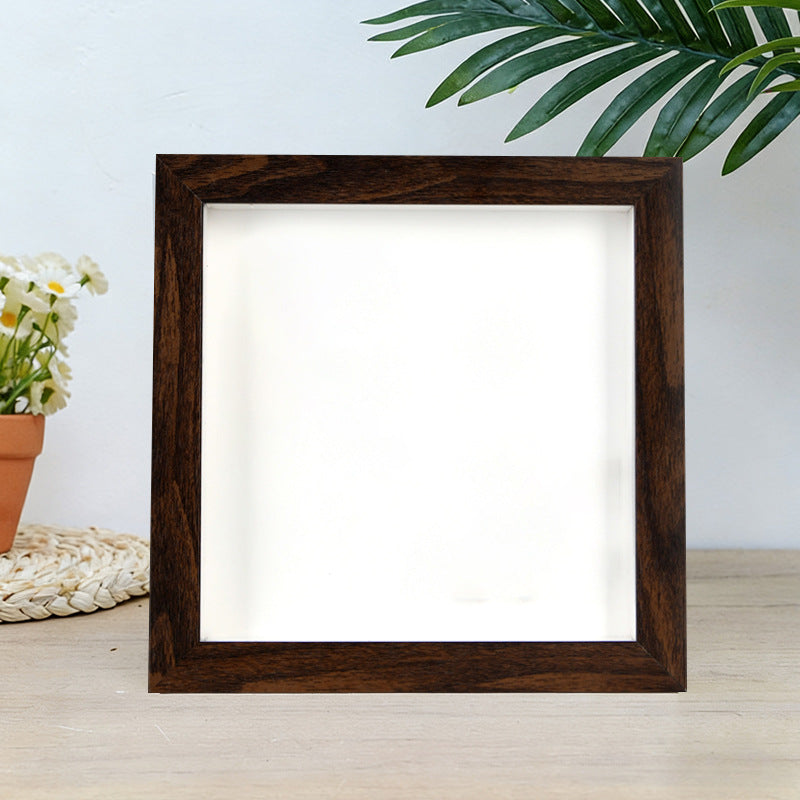 Square Shadow Box Display Frame With Removable Deep Well And Glass Cover