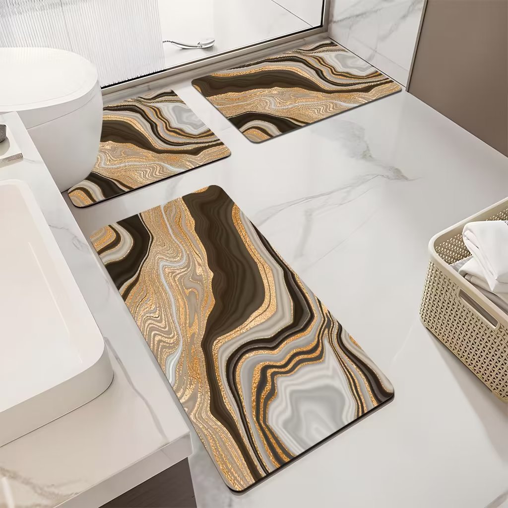 Floral Patterned Bathroom Mat Set Kalsten