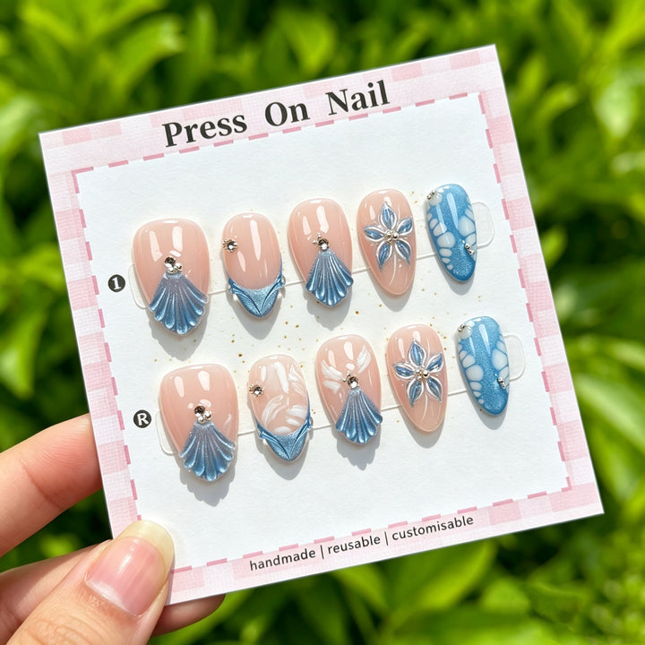 Artistic Seashell Press-On Nail Set