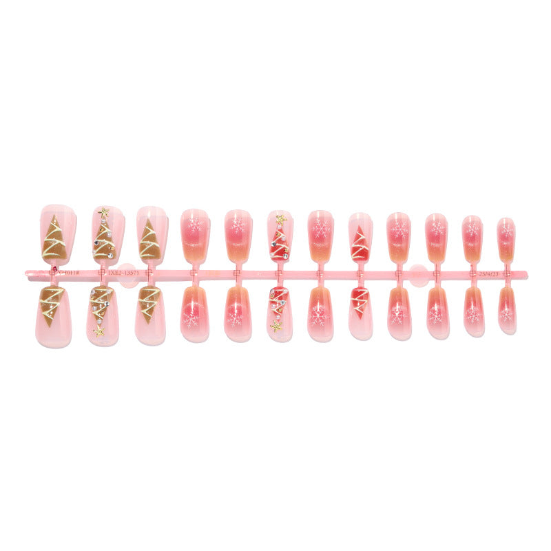 Holiday-Themed Press-On Nail Set with Beautiful Decorative Embellishments Kalsten