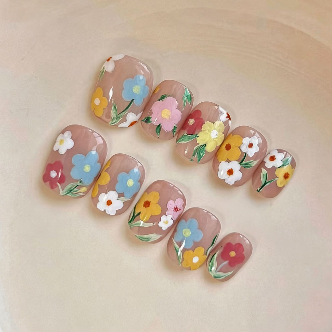 Artistic Cat-Themed Press-On Nail Art Set Kalsten