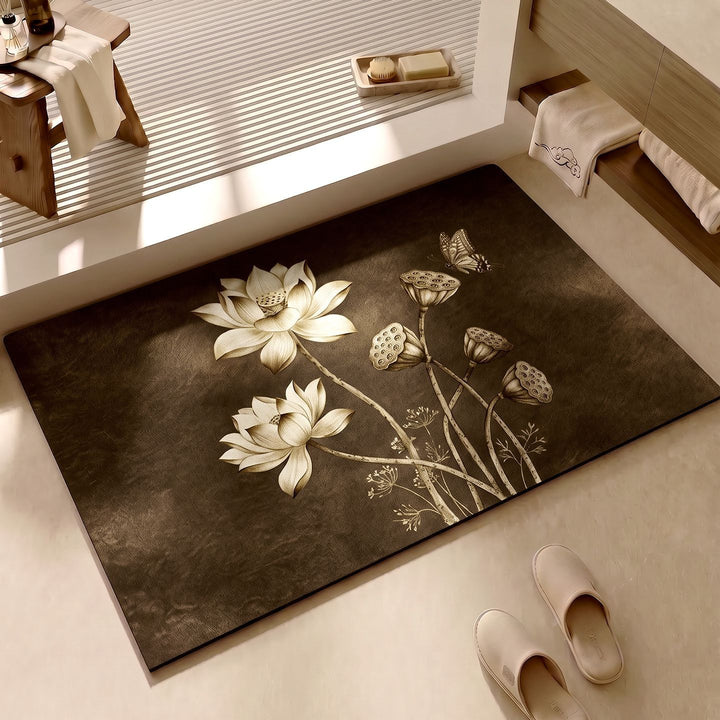 Decorative Floral Pattern Bath Mat