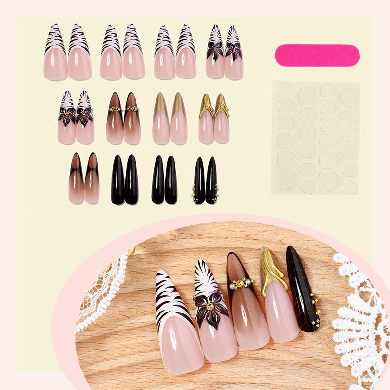 Artistic Stiletto Press-On Nail Set with Creative Patterns kalsten