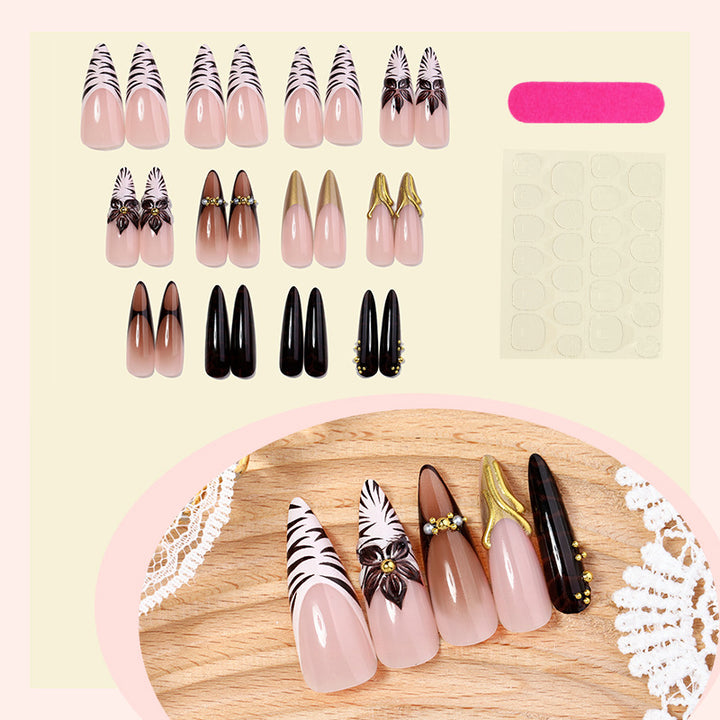 Artistic Stiletto Press-On Nail Set with Creative Patterns kalsten
