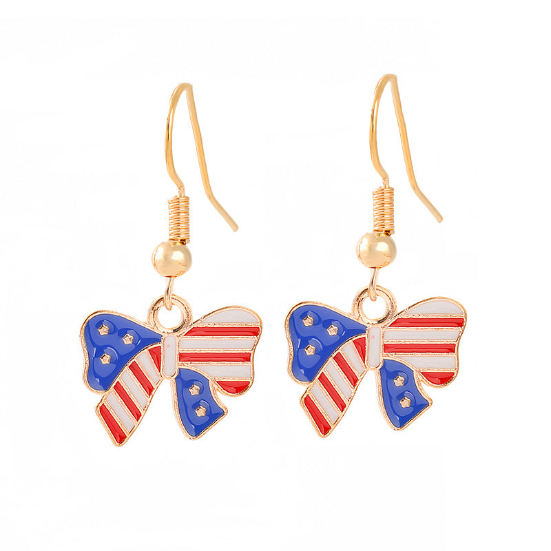 Ladies enamel earrings horseshoe with star stripe motif Kalsten