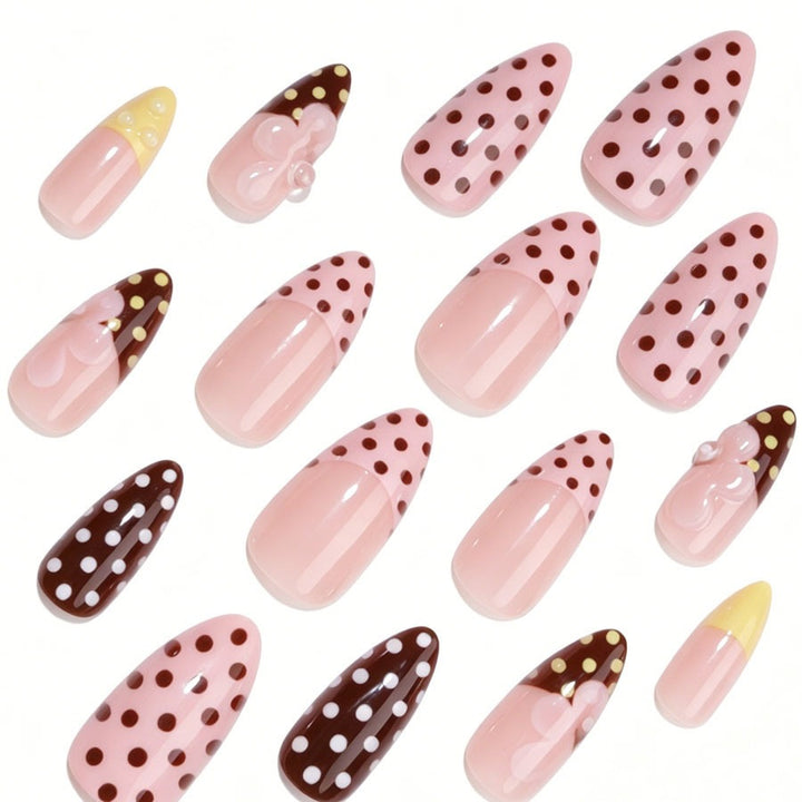 Creative nail art set with floral and polka dot design Kalsten