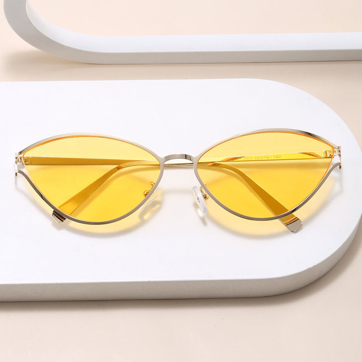 Fashionable Cat-Eye Sunglasses with Thin Metal Frame Kalsten