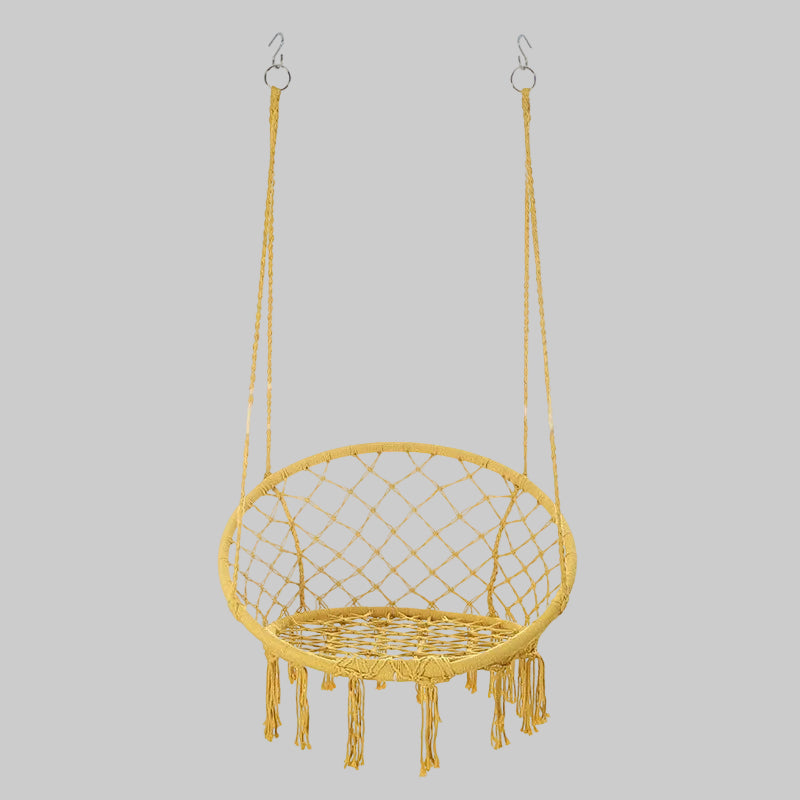 Macrame hanging swing chair boho woven fringe indoor outdoor hammock seat Kalsten