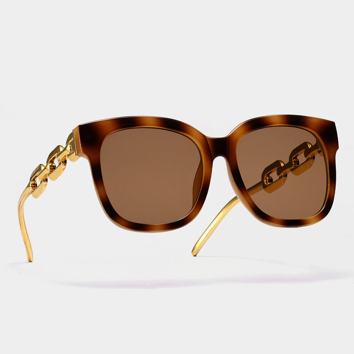 Ladies fashionable oversized sunglasses with luxurious chain frame Kalsten