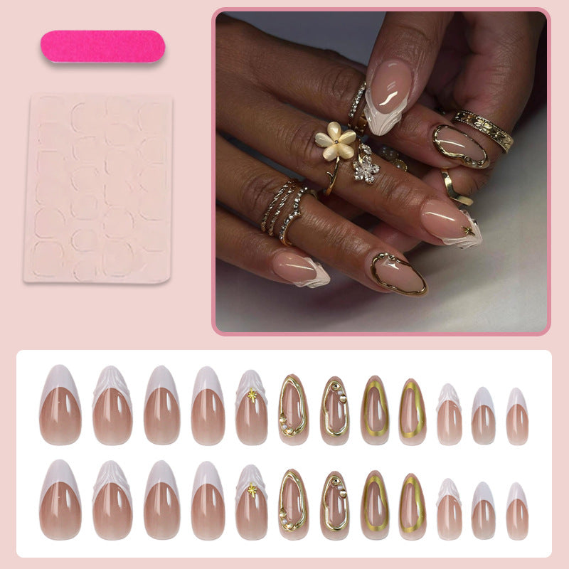 Acrylic nail set with elegant floral designs and glamorous accents Kalsten