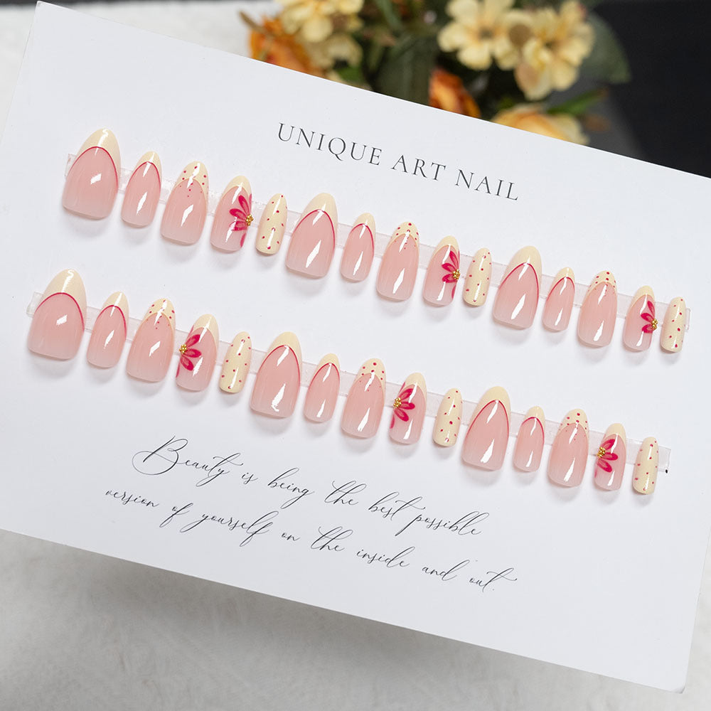Floral-Themed Long-Stiletto Press-On Nails