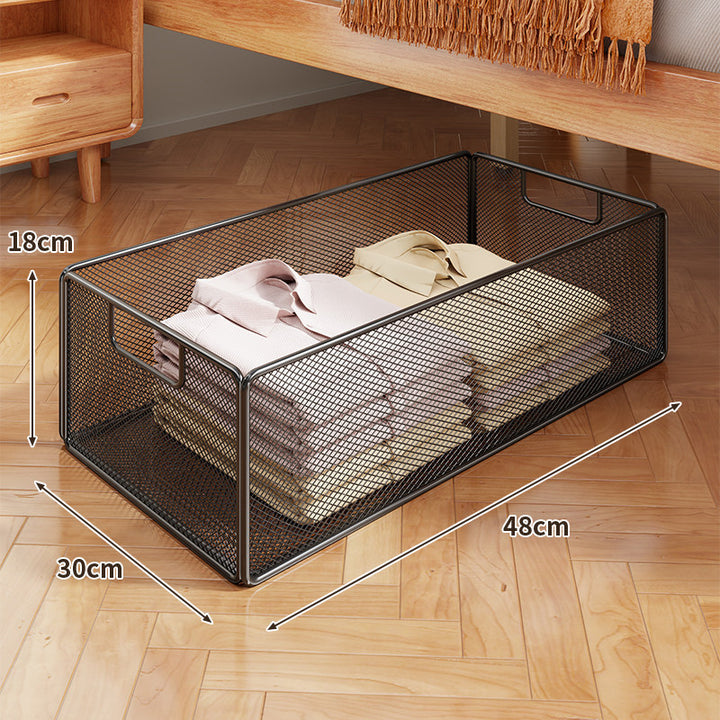 Underbed Low-Profile Metal Mesh Storage Drawer on Casters