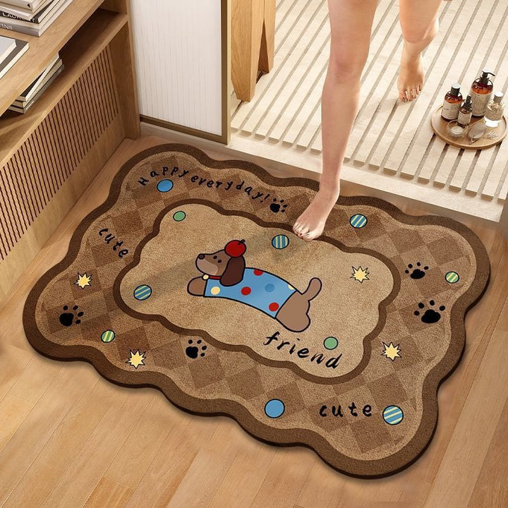 Cute Dog-Themed Plush Bath Mat