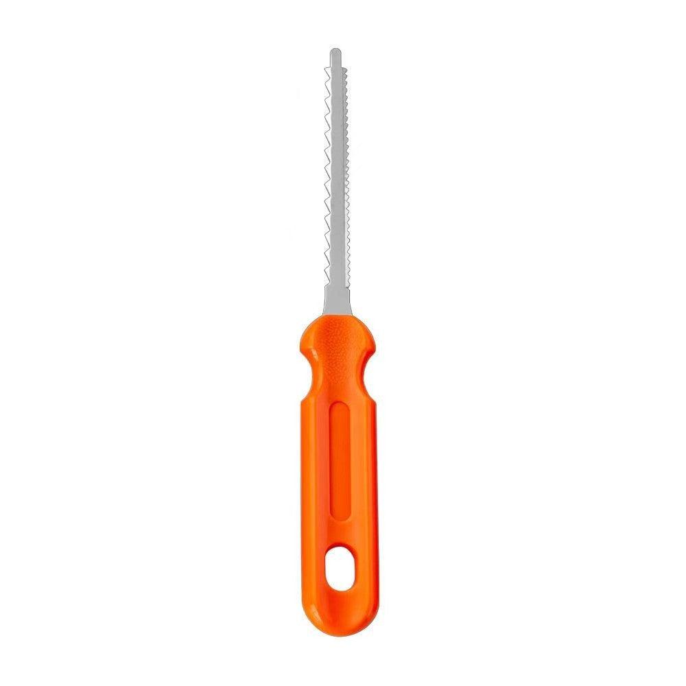 Curved serrated fillet and boning knife for fish and seafood