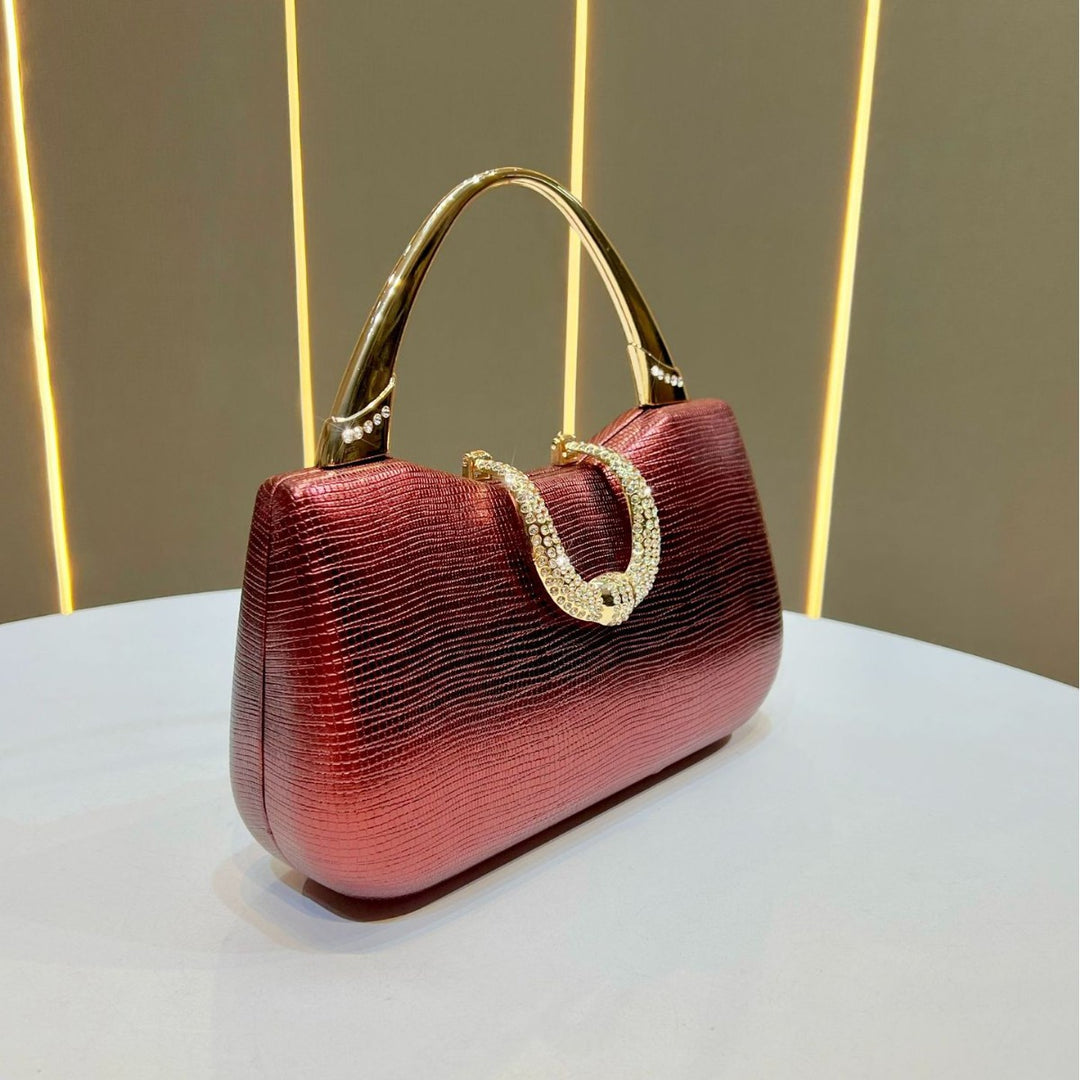Crocodile-Effect Evening Handbag