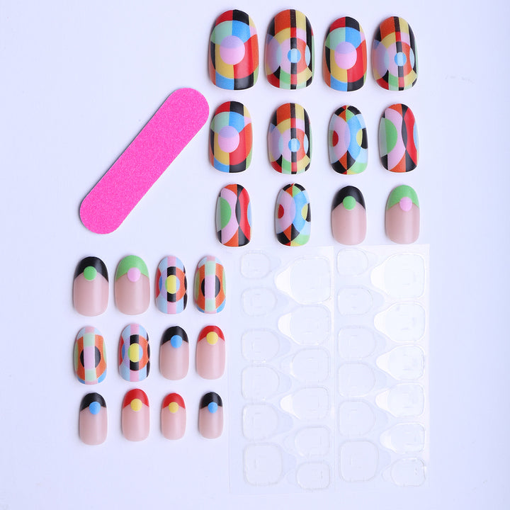 Creative Art Fake Nails with Varied Geometric Patterns Kalsten