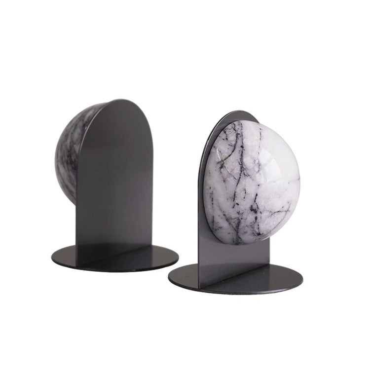 Elegant Geometric Marble Bookends