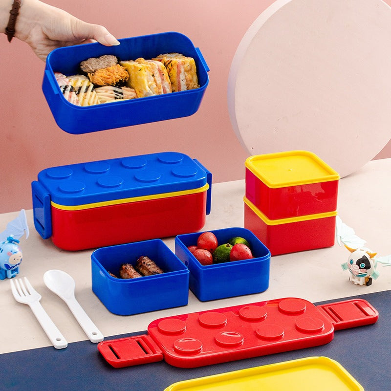 Multi-Compartment Creative LEGO-Inspired Lunch Box