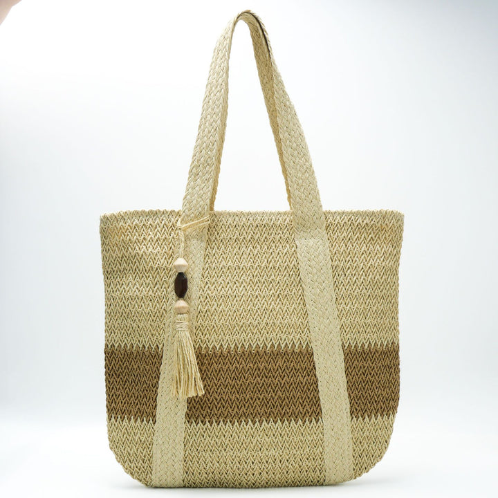 Handbag Made of Natural, Handwoven Straw with Elegant Fringe Kalsten