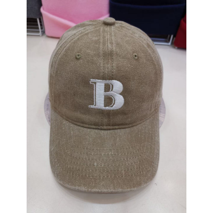 Women's Distressed Cotton Baseball Cap with Letter Embroidery Kalsten